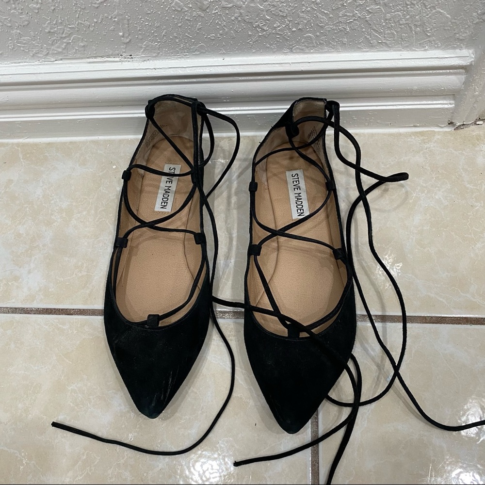 Black strappy flats